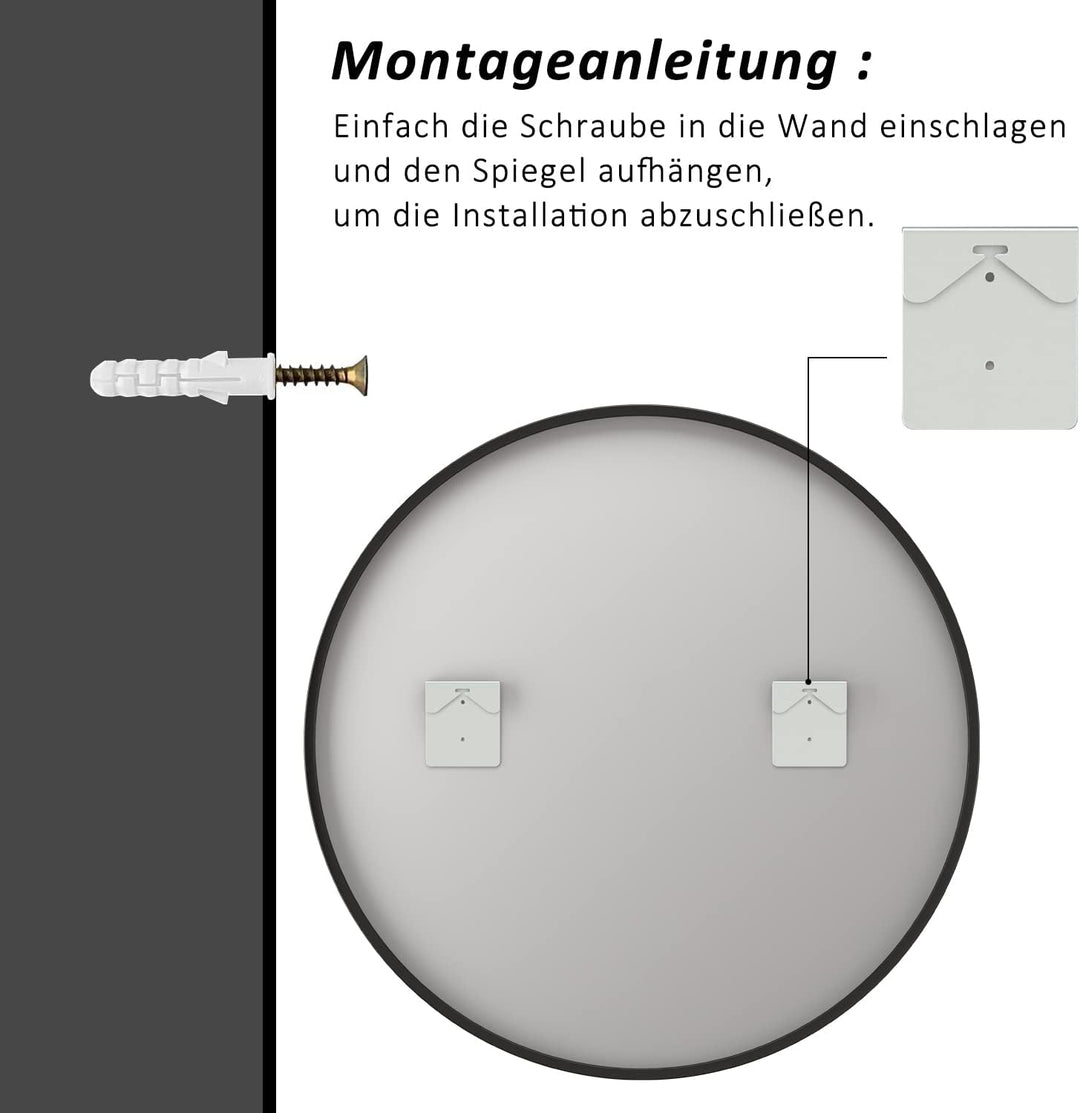 Goezes Runder Spiegel Schwarz 50cm Rund Badspiegel Badezimmerspiegel Schwarz Metallrahmen Spiegel De