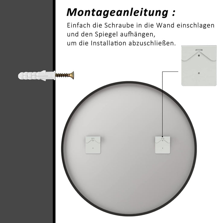 Goezes Runder Spiegel Schwarz 50cm Rund Badspiegel Badezimmerspiegel Schwarz Metallrahmen Spiegel De