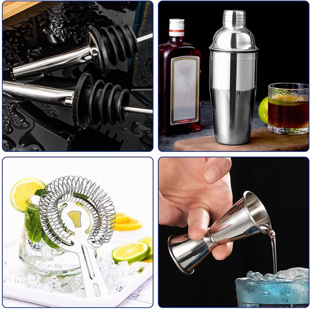Cocktail Set - Edelstahl Cocktail Shaker - Coktailmixset 750 ML - Cocktail zubehör mit Shaker, doppe