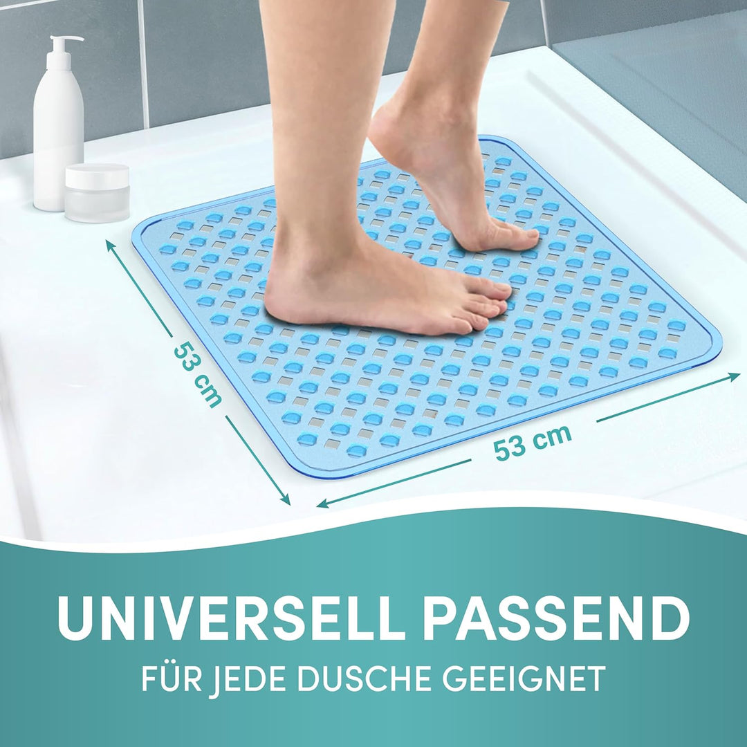 Engelbach® Duschmatte rutschfest 53x53cm - Inklusive Haken zum Aufhängen - 100% BPA-frei - Antirutsc