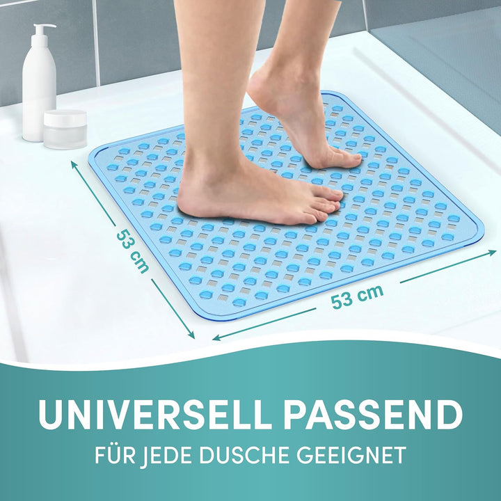 Engelbach® Duschmatte rutschfest 53x53cm - Inklusive Haken zum Aufhängen - 100% BPA-frei - Antirutsc