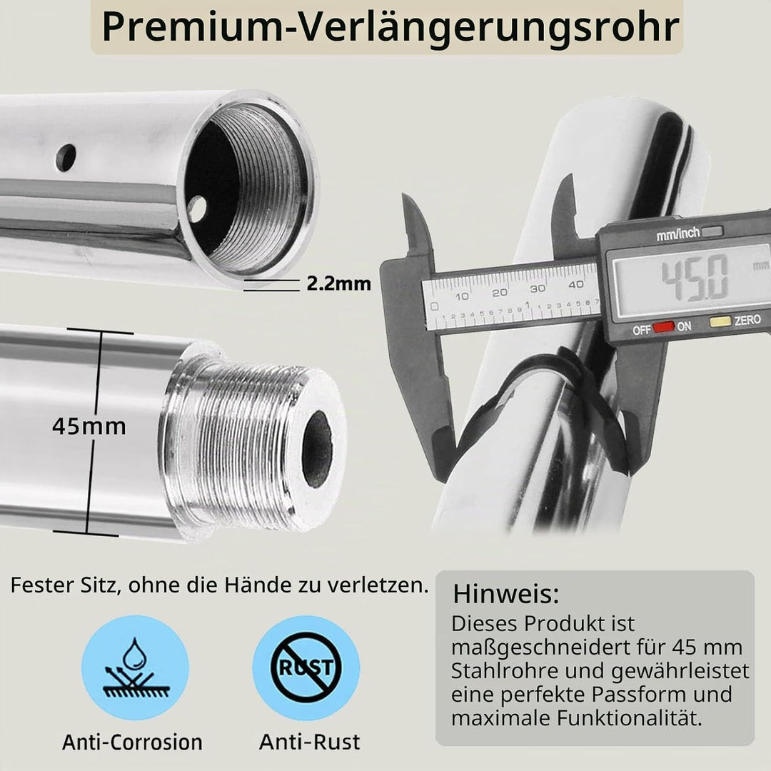 PRIORMAN Stangenverlängerung für Pole Dancing 45 mm – 125/250/500 mm Tanzstangen-Verlängerung, einfa