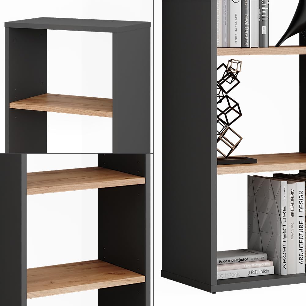 Vicco Standregal Orlando, Anthrazit/Goldkraft Eiche, 40 x 80.1 cm, mit verstellbaren Einlegeböden zu
