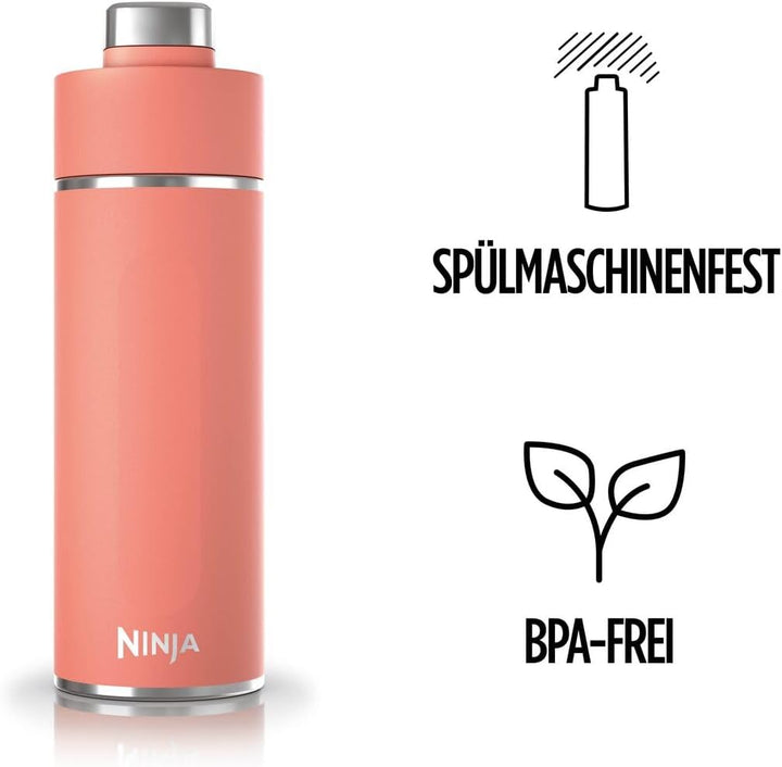 Ninja Thirsti Wasserflasche, Thermobecher to go, 700ml, auslaufsicherer Deckel, für kohlensäurehalti