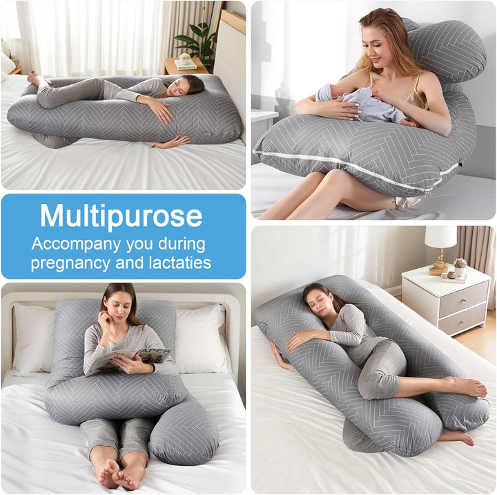 Körperkissen mit bezug, Seitenschläferkissen, U-förmiges Body Pillow, Stützkissen, Schwangerschaftsk