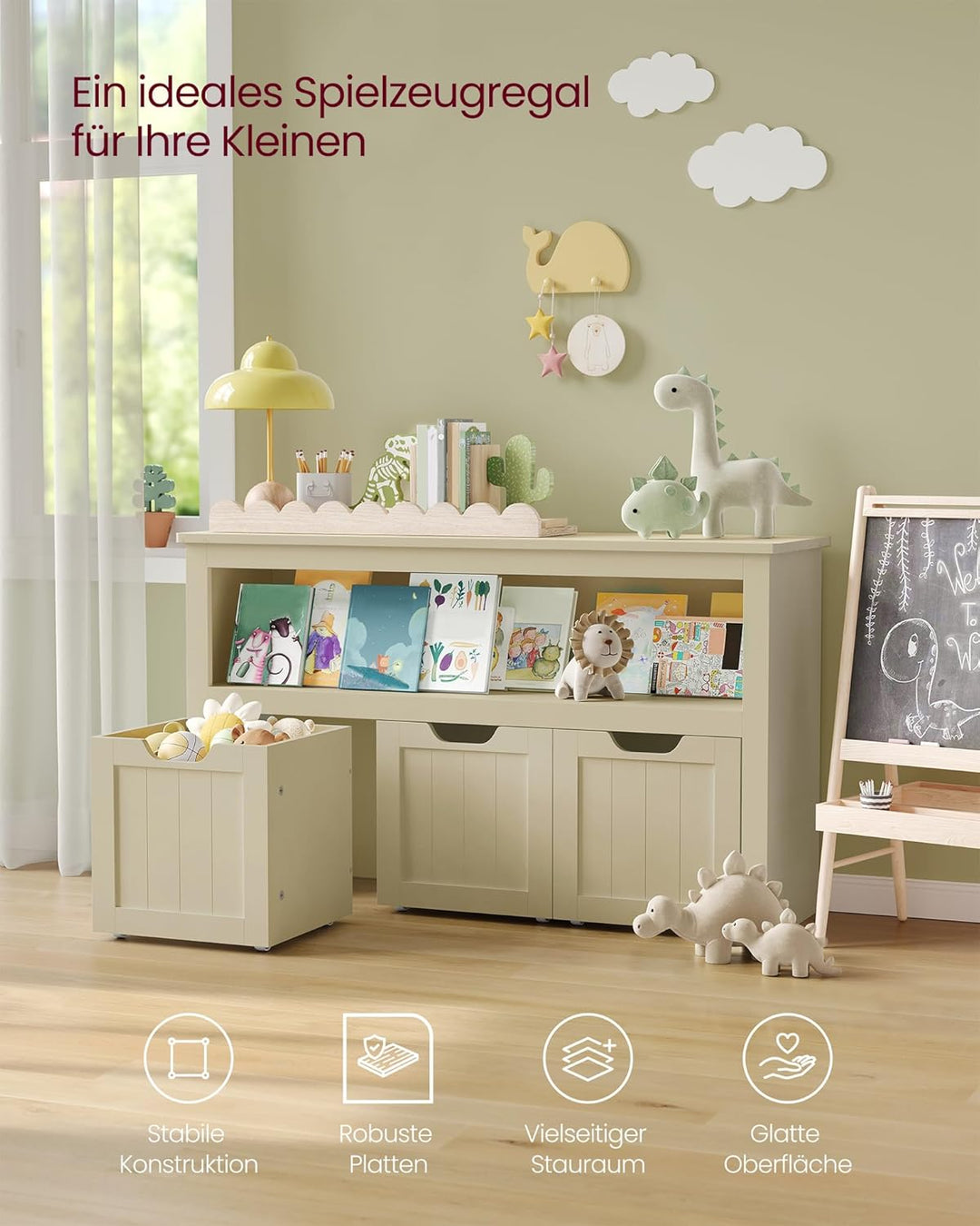 VASAGLE Kinderregal, Spielzeugaufbewahrung für Kinder, Aufbewahrungsschrank, Spielzeugschrank, Aufbe