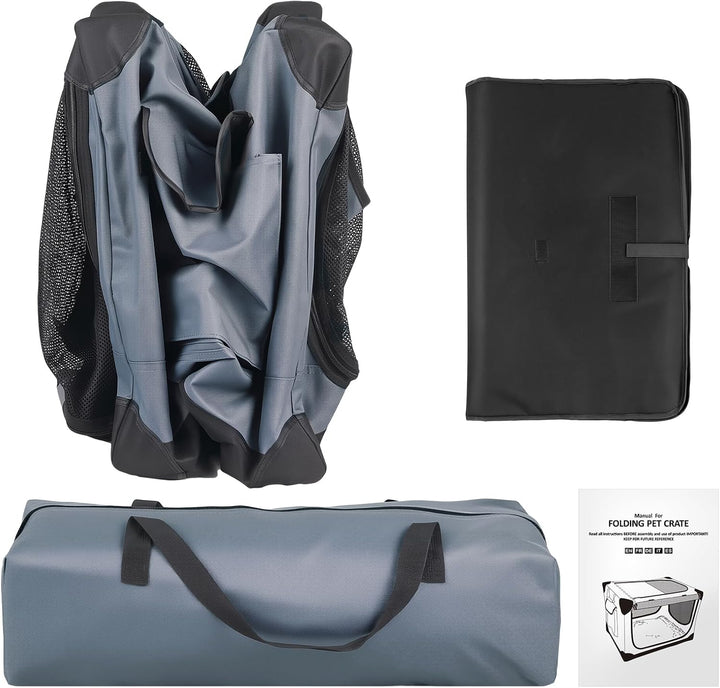 Hundebox faltbar 75x54x50 cm, Transportbox für grosse Hunde, Hundetransportbox Auto mit 4 Türen aus