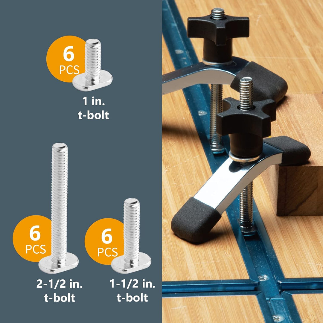 POWERTEC 71173 T Track Knob Kit, 1/4-20 Gewindebolzen und Unterlegscheiben, 46 Stück Set, T Track Sc