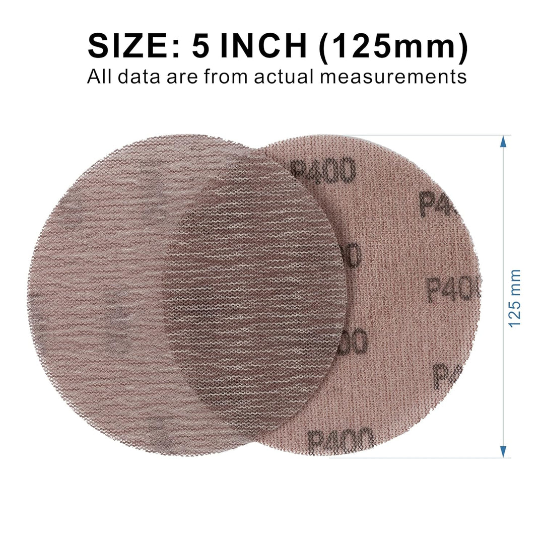 UPWOOD Schleifgitter 50 Stück 125mm Klett Körnung 400, Zum staubfreien Schleifen von Karosserie, Hol