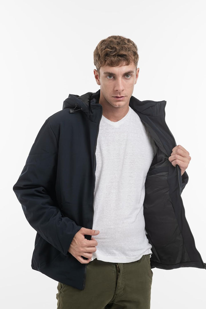 TONY BACKER Herren-Winterjacke, Softshelljacke, wasserdicht, winddicht, mit Kapuze, warme Jacke für