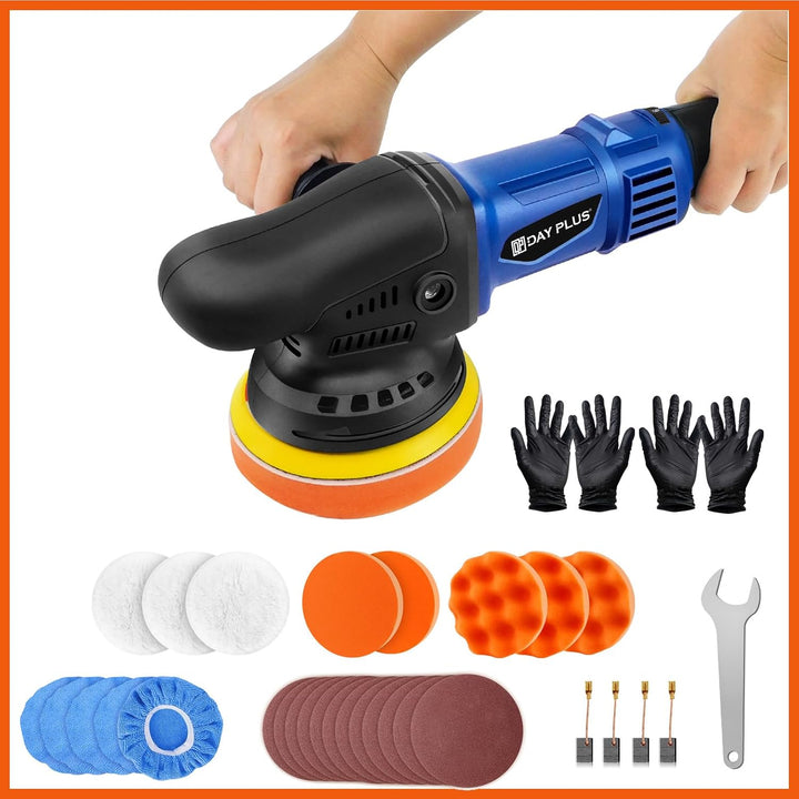 920W Dual Action Poliermaschine 120mm Random Orbital Polierer mit 6 Geschwindigkeiten, 2m Netzkabel,