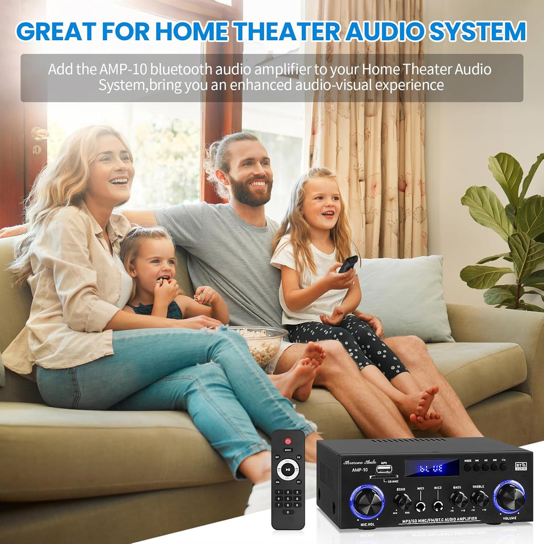 AMP-10 Bluetooth Verstärker RMS 50WX2 Stereo Audio Verstärker Empfänger für Zuhause Lautsprecher 2.0