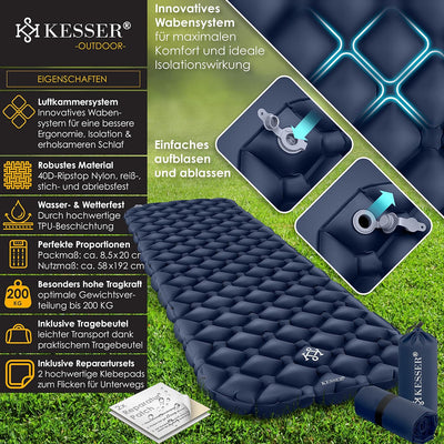 KESSER® Camping Matratze Isomatte Aufblasbare Luftmatratze Campingmatte, inkl. Tragebeutel Outdoor U