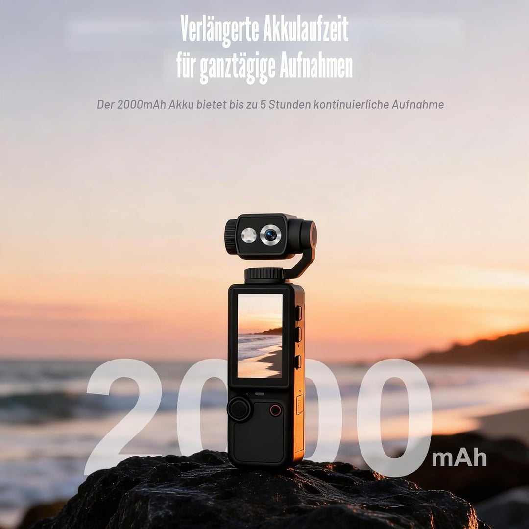 FIREBULL 4K Action Cam, Actionkamera Vlog Kamera, Kompakte Handkamera mit 180° Flip Objektiv, AF Aut