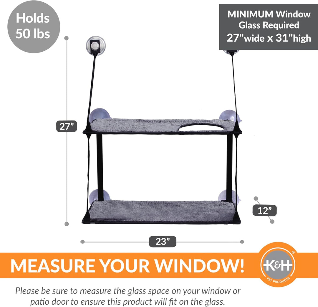 K&H 779092 EZ Easy Window Mount Kitty Sill, am Fenster zu befestigendes Katzenbett mit Zwei Ebenen D