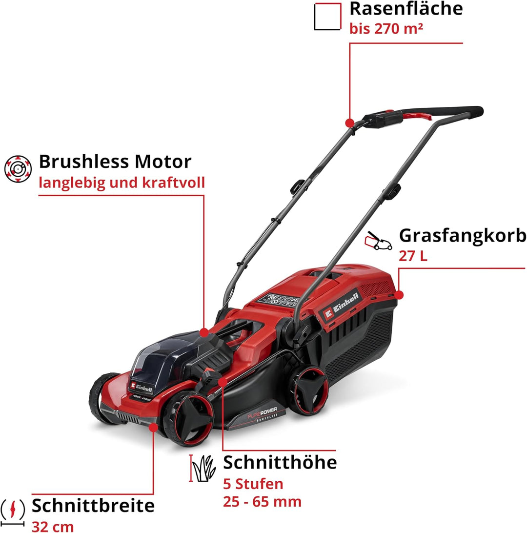 Einhell Akku-Rasenmäher GE-cm 18/32 C Li BL-Solo Power X-Change (18 V, 32 cm Schnittbreite, bis 270