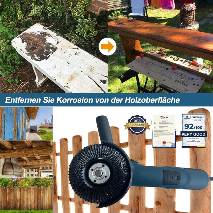 OBA Holz schleifscheibe für winkelschleifer 115mm Holzschnitzscheibe frässcheibe,Wolframcarbid HolzS