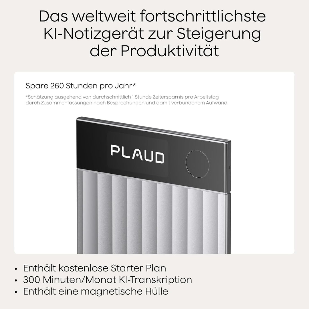 Plaud Note Pro KI Digitales Diktiergerät Aufnahmegerät mit KI Schreibfunktion und Zusammenfassen Voi