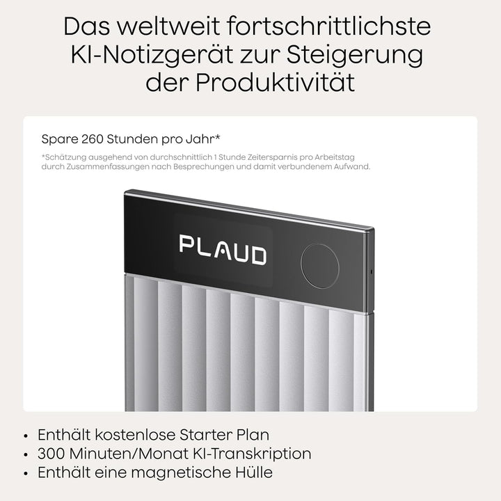 Plaud Note Pro KI Digitales Diktiergerät Aufnahmegerät mit KI Schreibfunktion und Zusammenfassen Voi