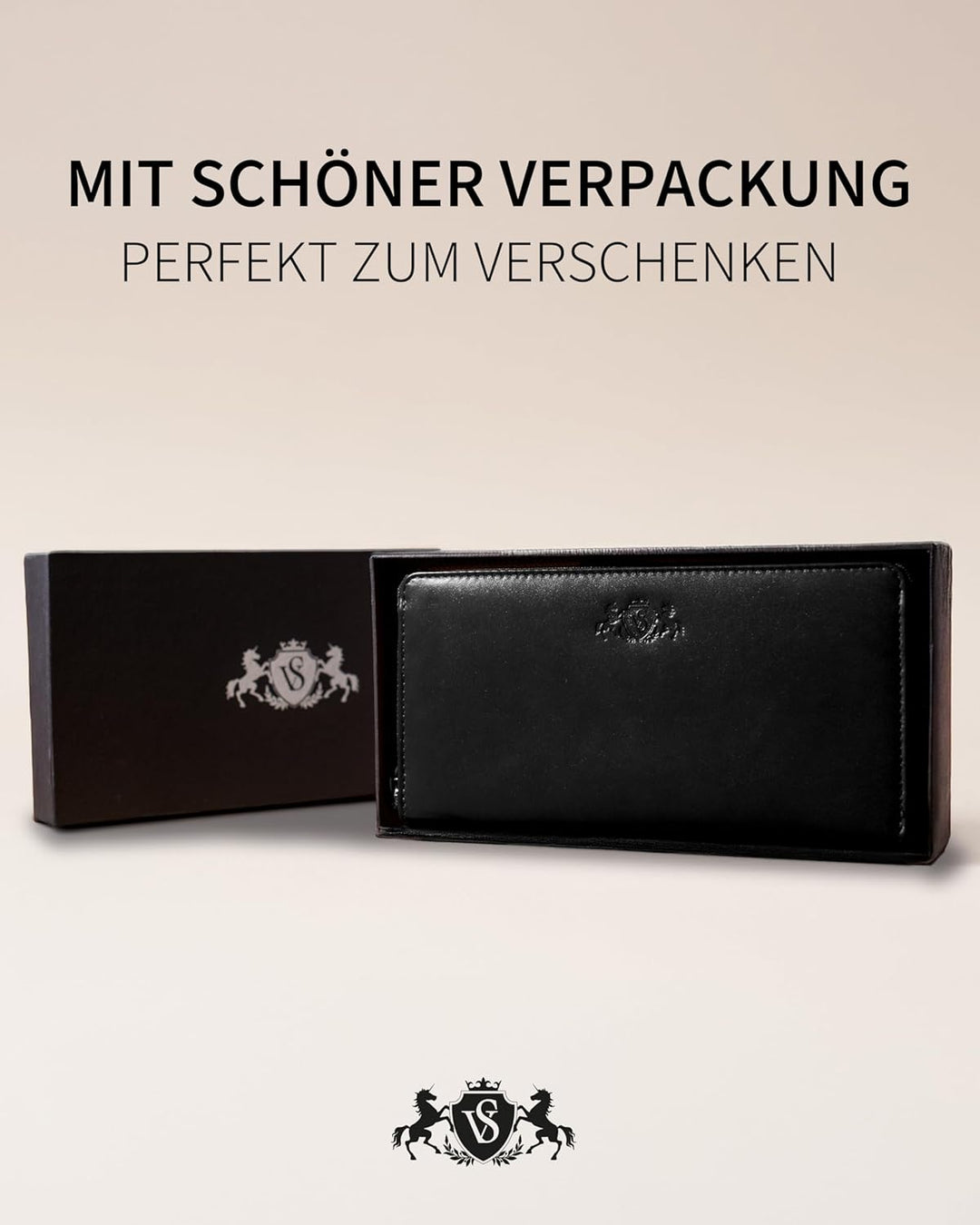 SID &amp; VAIN Geldbörse Damen mit vielen Fächern Jersey aus Premium Leder I Portemonnaie gross für Dame