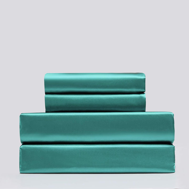 Satin Bettwäsche 200×200cm Türkis Grün Uni Einfarbig Glatt Glänzend Luxus Seide Bettwäsche Set Bettb