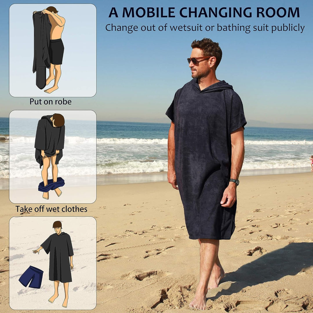 Surf Poncho Hooded Changing Towels Quick Dry Beach Change Robe für Erwachsene Männer Frauen Wasserdi