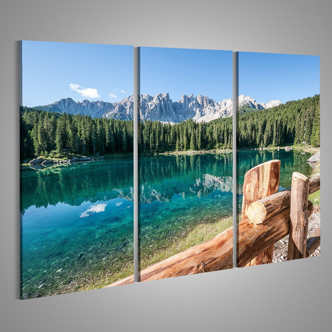Bild auf Leinwand Karersee in Italien - im Hintergrund die Dolomiten Wandbild Poster Leinwandbild 13