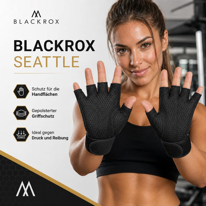 BLACKROX Fitnesshandschuhe Seattle Atmungsaktive Vergleichssieger Fitness Handschuhe mit Handgelenks