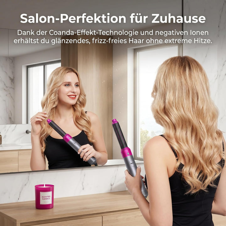5 in 1 Hairstyler Set - Air Styler set mit 1000W Warmluftbürste mit Föhn, Lockenstab, Glättbürste –