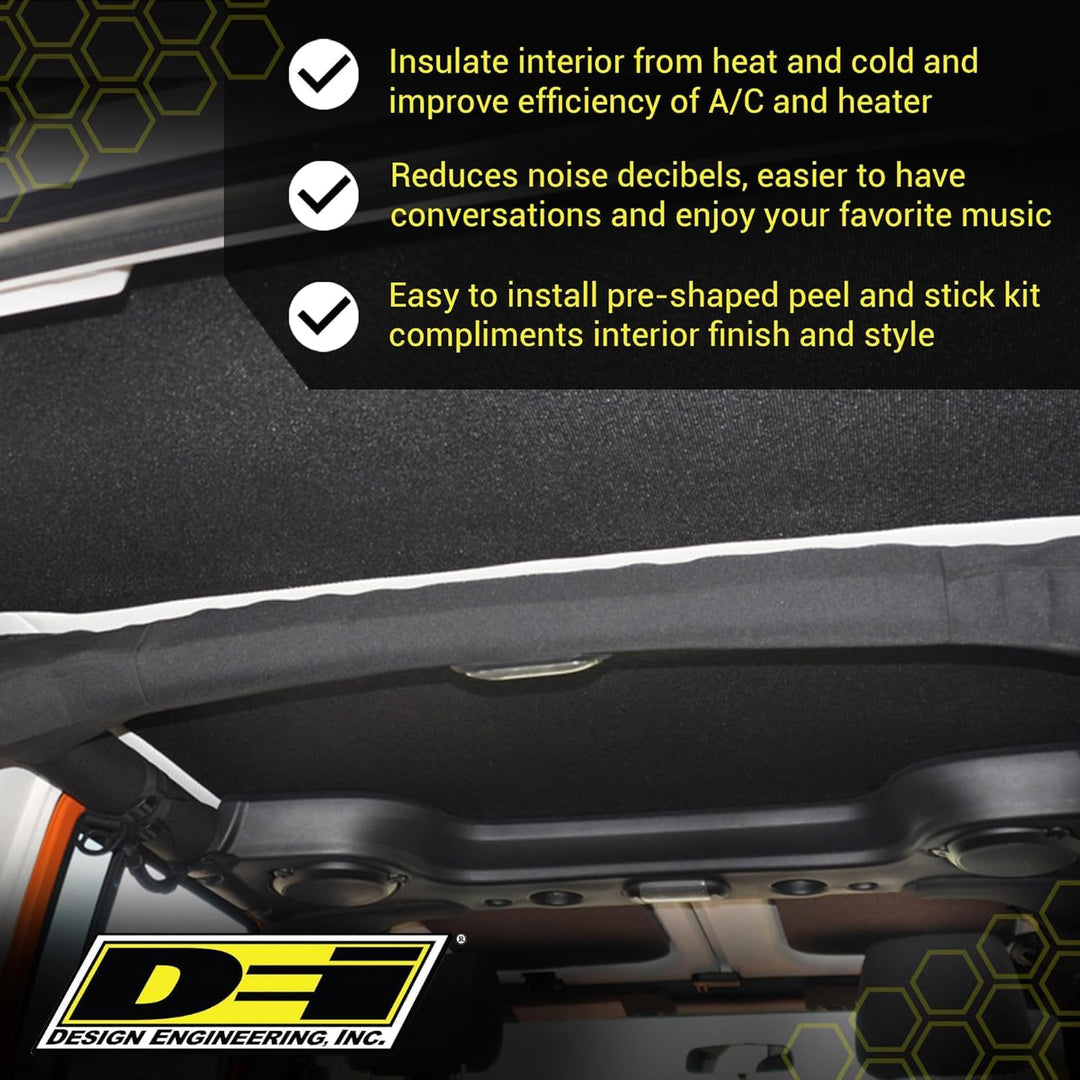 Design Engineering 050183 Headliner für Schalldämpfung, 7-teilig, Schwarz Jeep Gladiator JT (2020-up