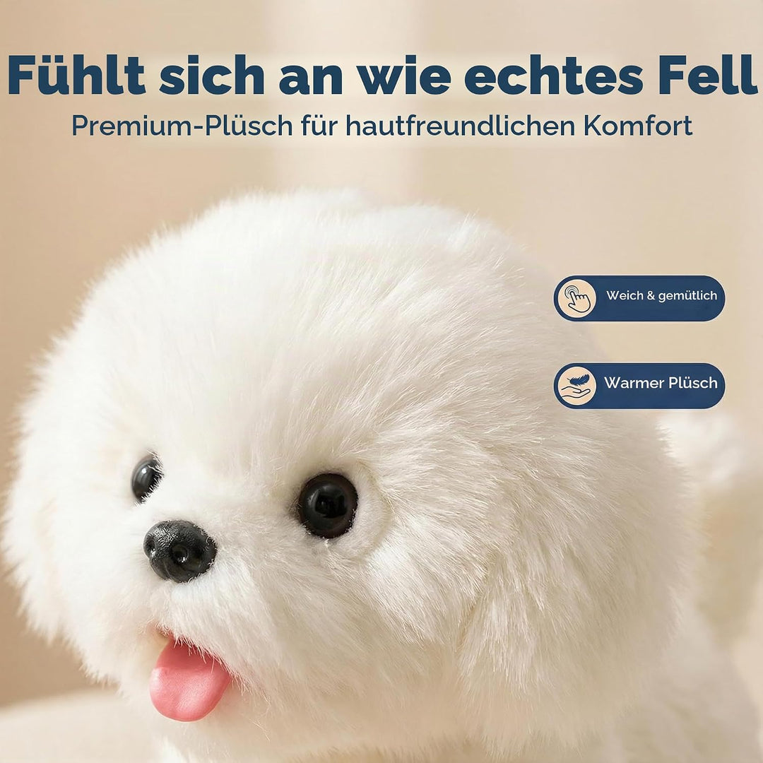 CU-MATE Plush Interactive Maltese Simulation Dog-Realistic Stuffed Animal Puppy Electronic Toy Robot