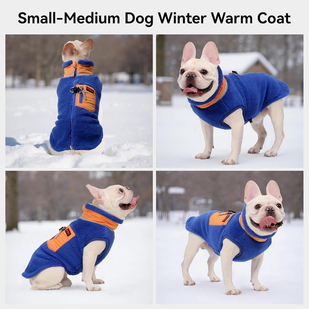 FEimaX Warme Hundemantel Winddichte Haustier Winter Fleece Hundejacke Winterweste mit D-Ring Hundekl