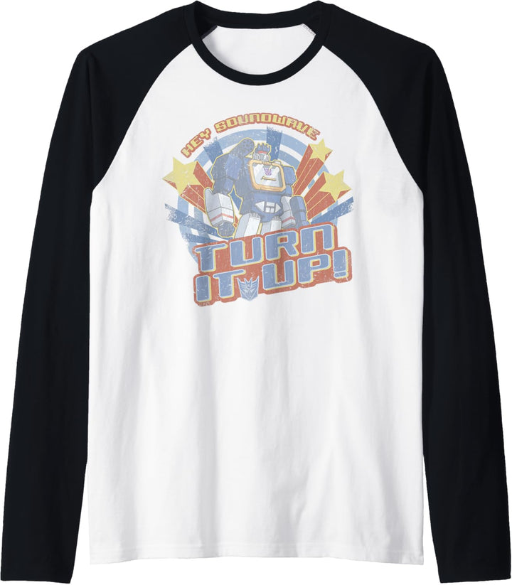Transformers Hey Soundwave Turn It Up Classic Retro Logo Raglan