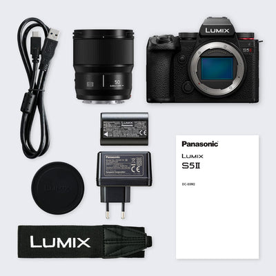 Panasonic LUMIX DC-S5 II Spiegelloses Vollformat-Kameragehäuse mit 50-mm-F1,8-Objektiv, 4K 60p und 6