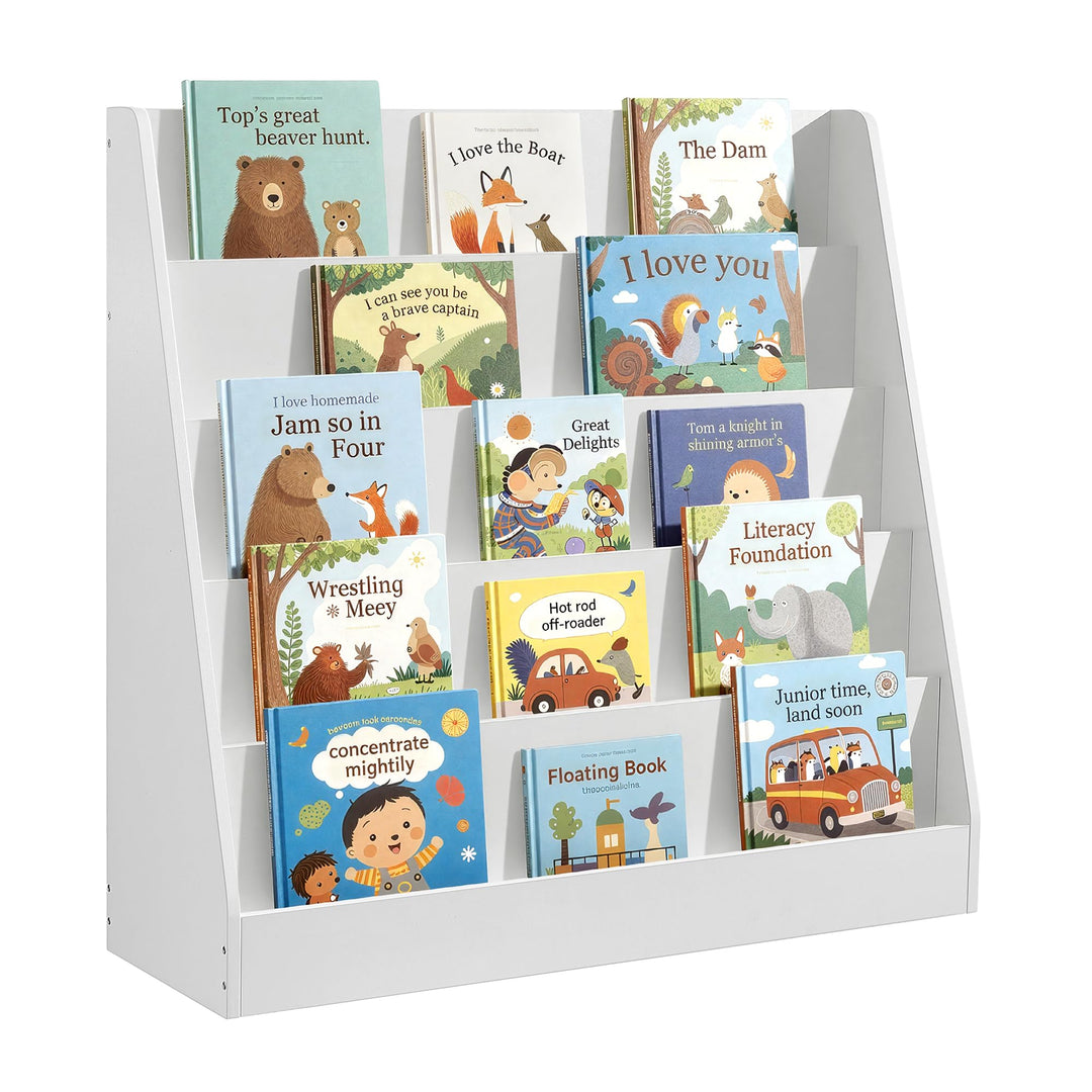 SONGMICS Bücherregal Kinder, Kinderregal, Montessori Regal mit 5 Ebenen, für Bilderbücher, Kinderzim