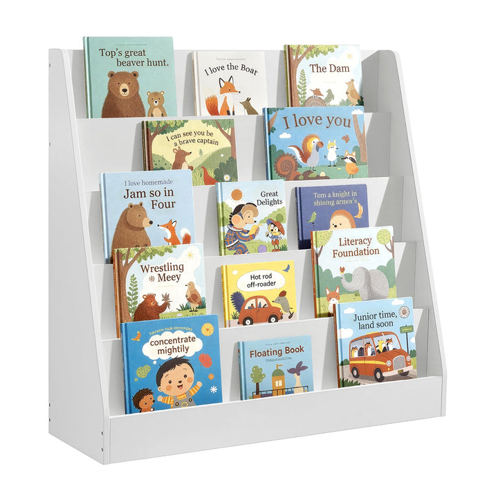 SONGMICS Bücherregal Kinder, Kinderregal, Montessori Regal mit 5 Ebenen, für Bilderbücher, Kinderzim