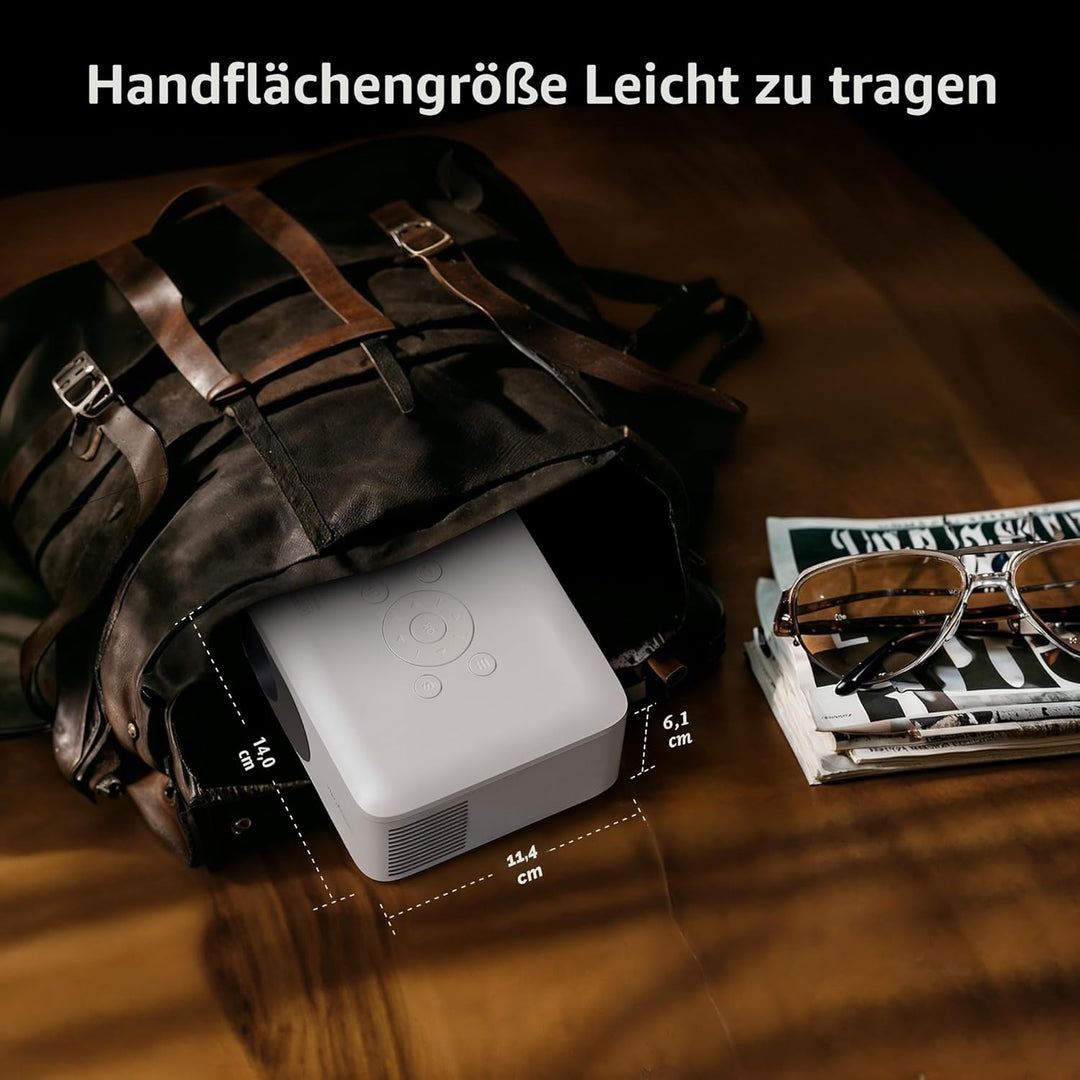 WOLFANG Mini Beamer mit Stativ, Full HD 1080P Unterstützt Beamer Handy Tragbarer, Outdoor Beamer Hei