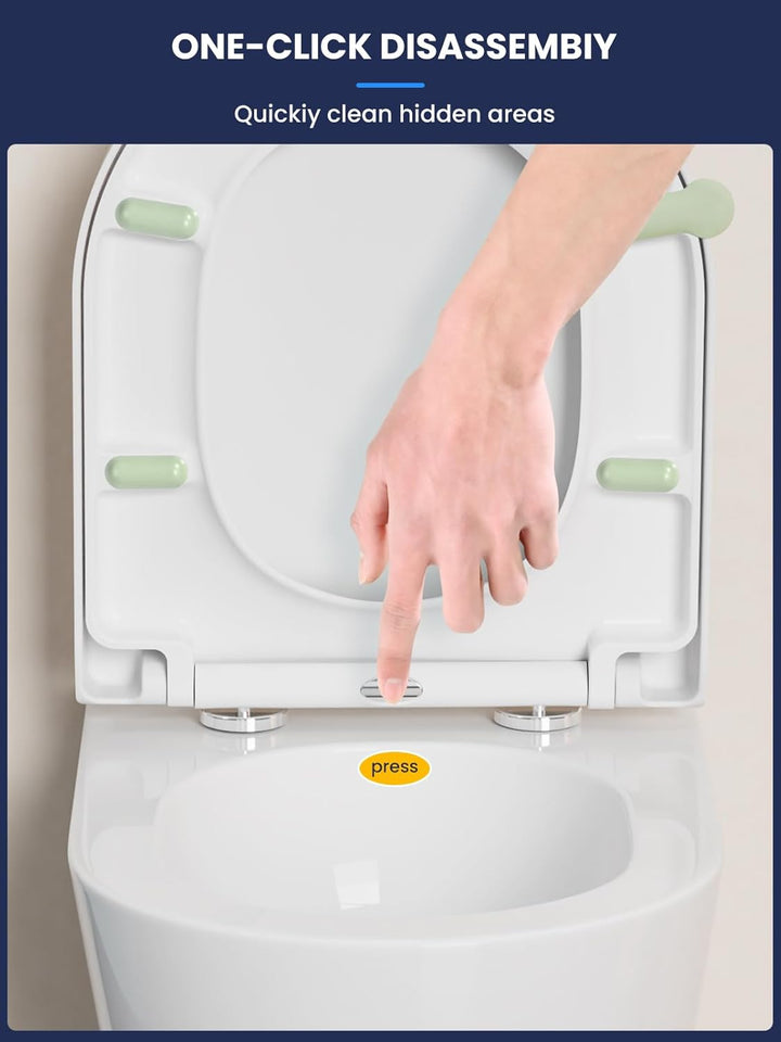 Toilettendeckel mit Absenkautomatik D-Form [KURZ],YEAUPE PRO WC Sitz mit Puller Lid,Toilettensitz mi