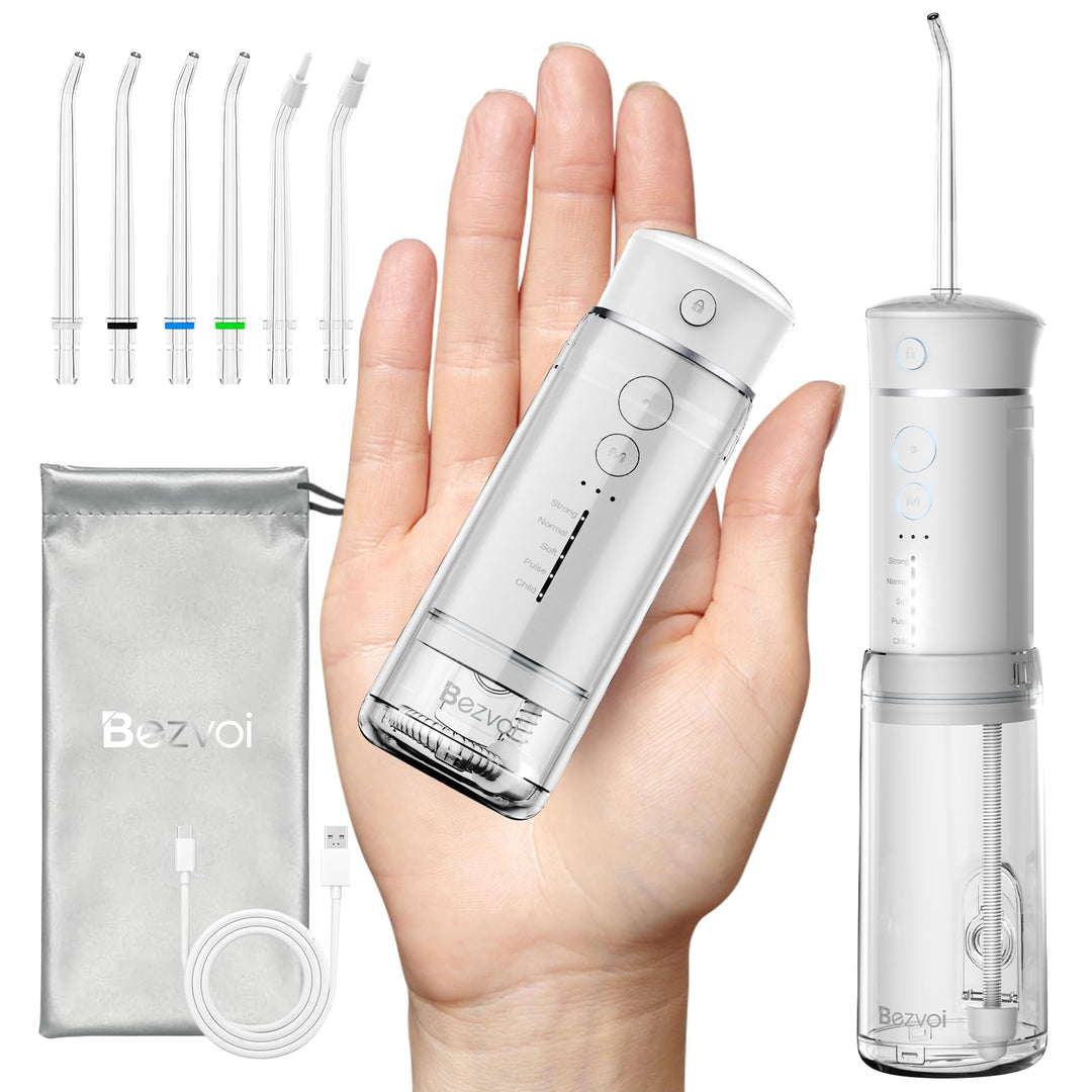 Reise Munddusche Kabellos Zahnreinigung: Oral Irrigator mit 5 Modi, 180ML Wassertank IPX7 Wasserdich