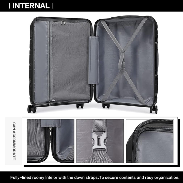 KONO Trolley Koffer Mittelgross Leicht Hartschalenkoffer Reisekoffer mit 4 Rollen und TSA Schloss, 6