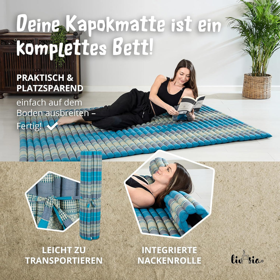 livasia Rollmatte Rollmatratze L-200x110x4,5cm, Gästebett Gästematratze 1 Person, Reisebett Kofferra