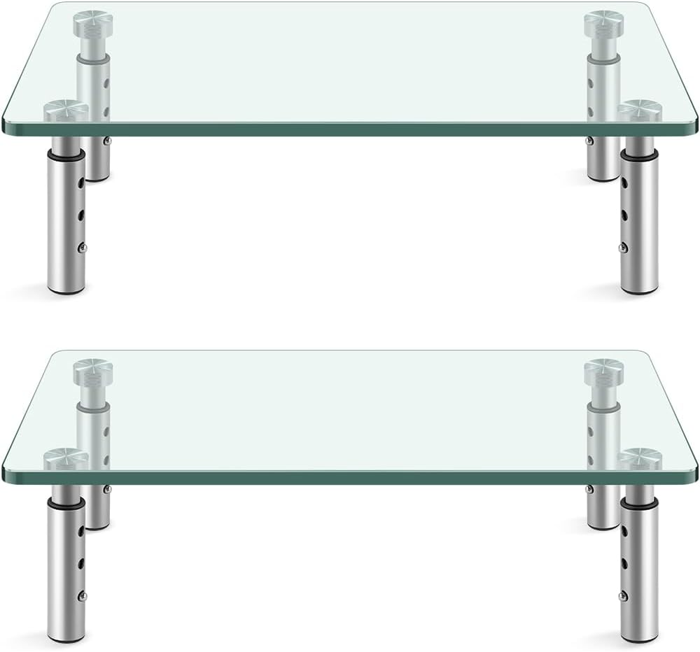 KKTONER GLAS Monitor Stand mit höhenverstellbar für Home Office PC Laptop Computer Bildschirm Riser