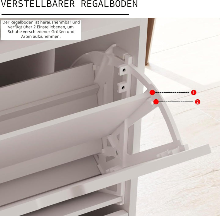 Vida Designs Schuhschrank mit 2 Schubladen, platzsparender Schuhschrank mit 2 Klappschubladen, für F