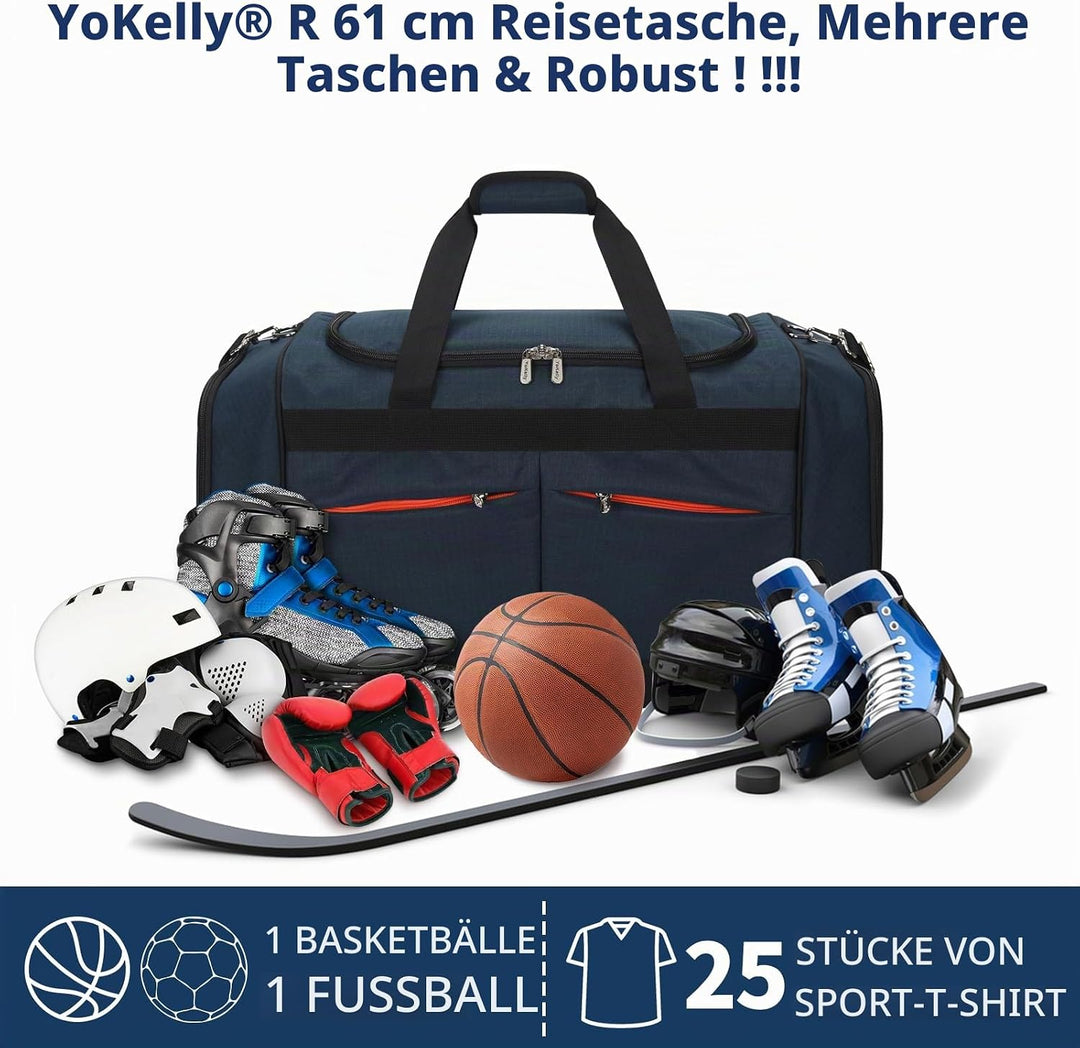 65L Sporttasche Herren Gross - 24 inch Reisetasche mit Hartem Boden und Schuhfach für Sport/Reisen 6