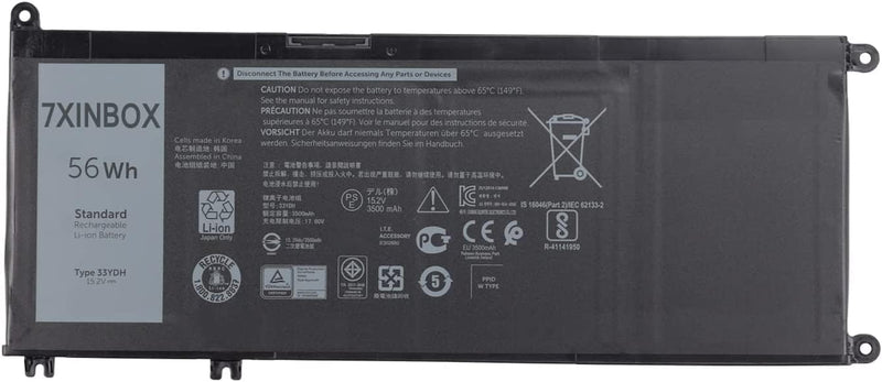 7XINbox 15.2V 56Wh 3500mAh 33YDH 9NF2 W7NKD 7FHHV Ersatz Akku Batterie für Dell Vostro 15 7570 7580