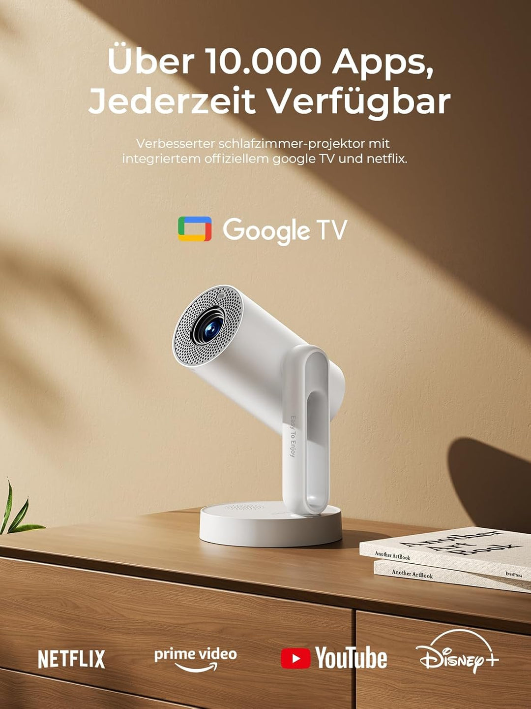 ETOE Starfish Mini Beamer, Android TV 11.0, Unterstützt 4K, Auto Keystone-Korrektur, 150 Zoll, Indiv