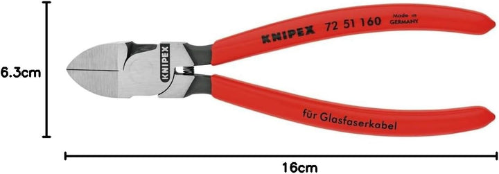 Knipex Seitenschneider für Lichtwellenleiter (Glasfaserkabel) mit Kunststoff überzogen 160 mm 72 51