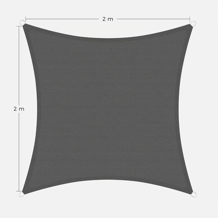 SONGMICS Sonnensegel 2 x 2 m, Sonnenschutz aus HDPE-Gewebe, luftdurchlässig, wasserdurchlässig, für