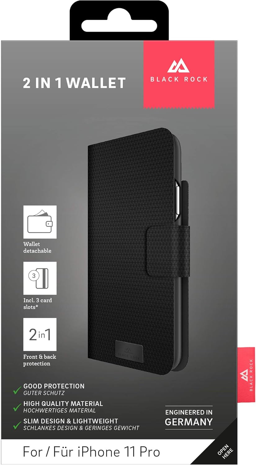 Black Rock - 2-In-1 Wallet Hülle für Apple iPhone 11 Pro | Booklet, Fächer, kabellos Laden, magnetis