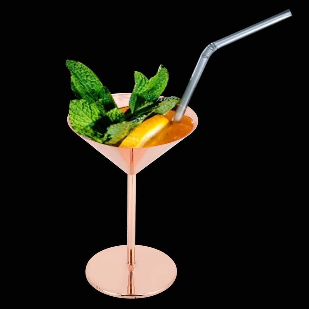 Beufee 2 Stück Metall-Martini-Gläser, Edelstahl-Martini-Gläser, Cocktailgläser, Roségold, Martini-Ke